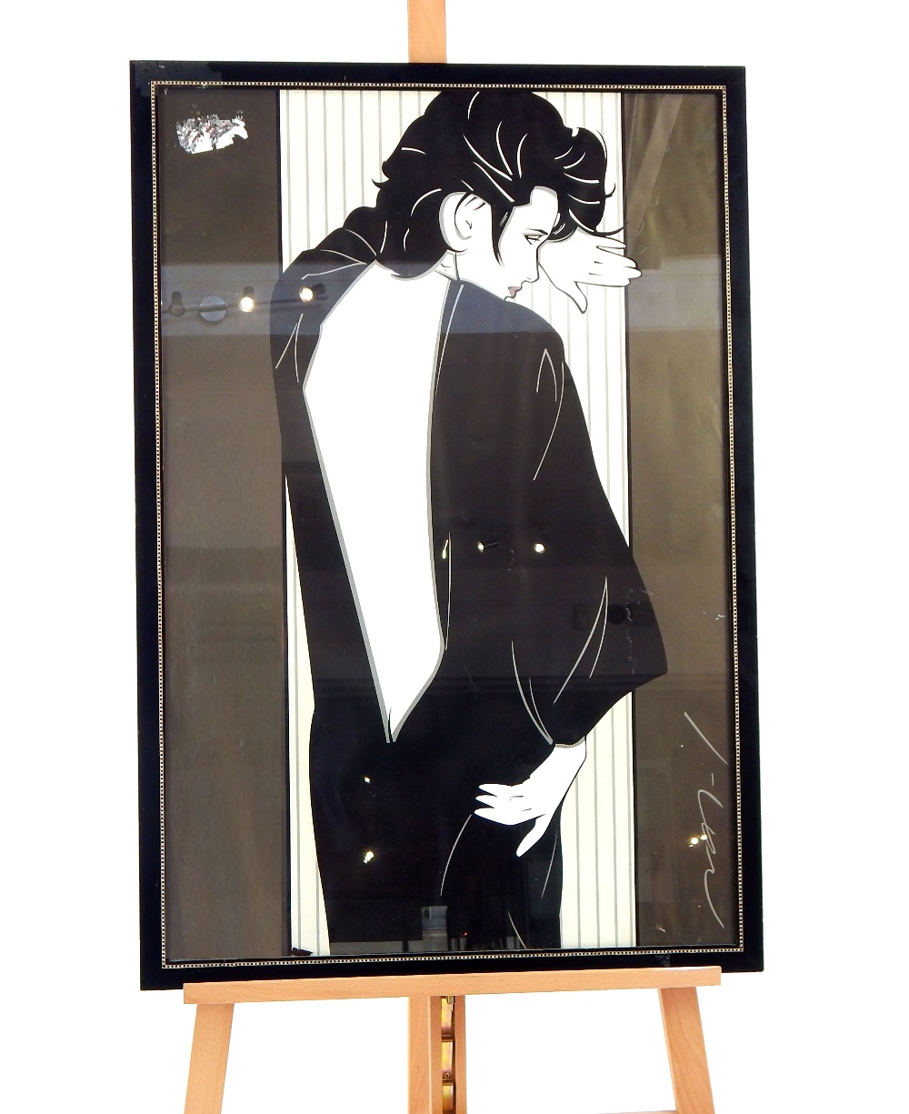 A mid 20th century print after Haute Couture, depicting a lady standing in a black dress, with her