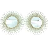 Pair of wirework petal form mirrors, 83cm dia