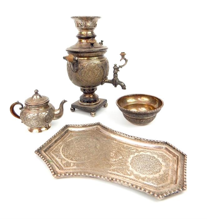 Persian silver tea drinking items - Image 3 of 18