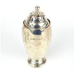 A hallmarked silver domed topped sugar caster