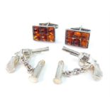 A pair of Mappin & Webb silver cuff-links and other