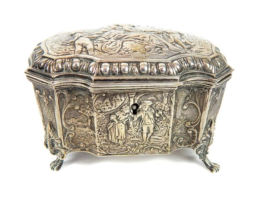 A German silver lidded casket