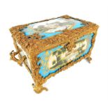 Sevres style gilt metal mounted porcelain casket
