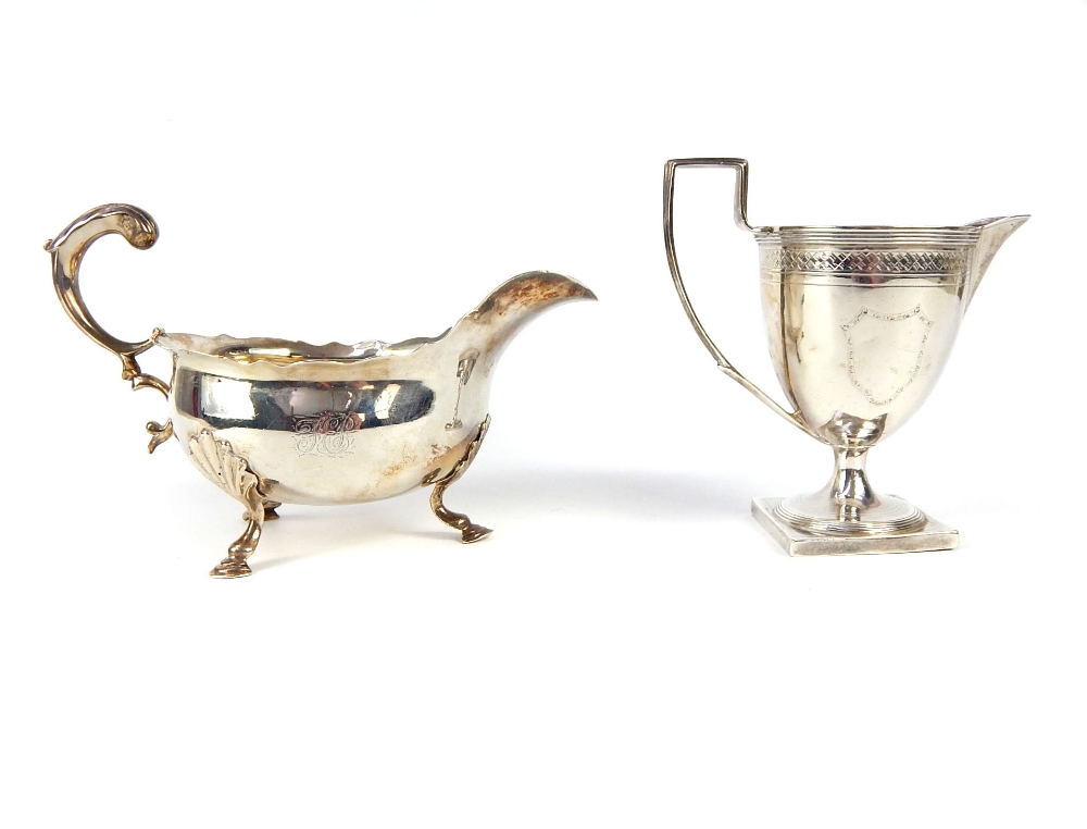 Georgian silver sauce boat and cream jug - Image 10 of 12