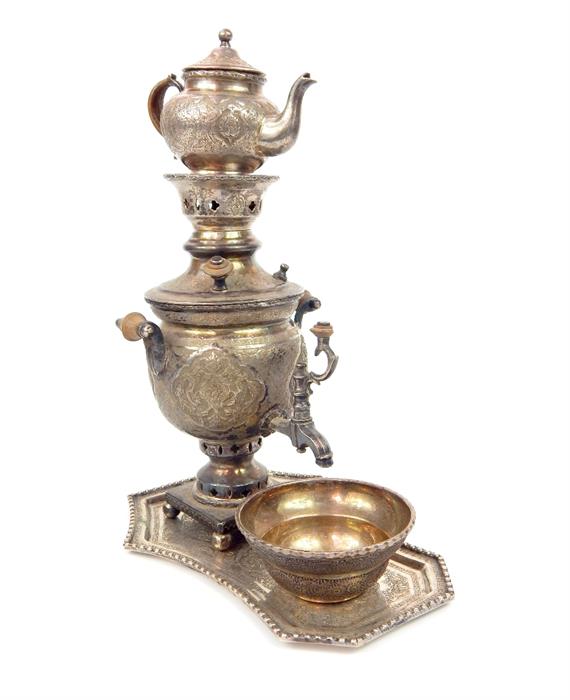 Persian silver tea drinking items - Image 2 of 18