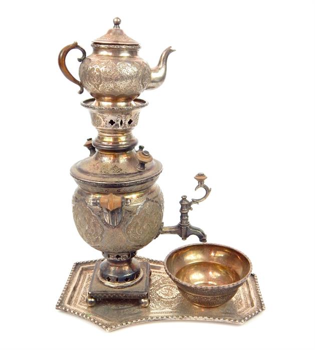 Persian silver tea drinking items