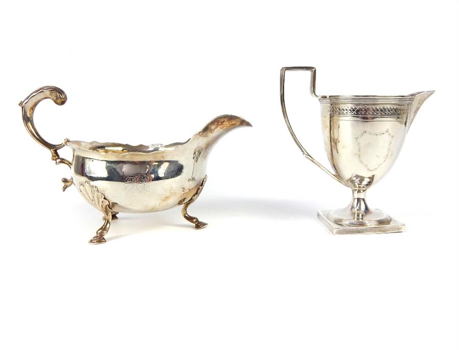 Georgian silver sauce boat and cream jug - Image 2 of 12