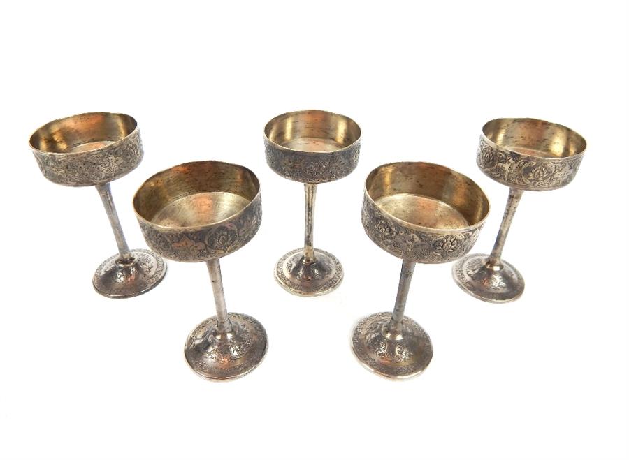 A handmade Persian silver drinking set on tray - Image 11 of 21