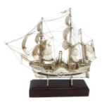 Large silver ship model