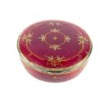 An antique French deep-pink guilloche enamel lidded box