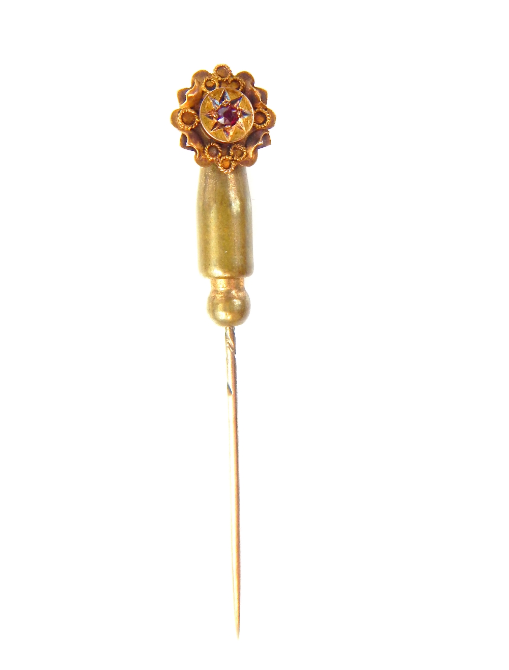 A yellow metal and ruby tie pin - Image 8 of 12