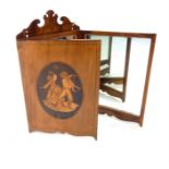 A 19th century French walnut inlaid triptych dressing table mirror, inlaid with panels of