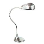 A silver plated table lamp with attractive shell form lamp head design, needs to be wired; 53cm