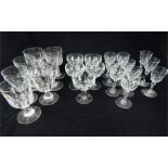 A large quantity of various Baccarat style drinking glasses, with six Georgian rummers approximately