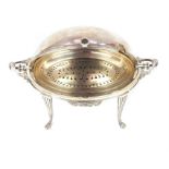 An elegant silver plated Walker & Hall chafing dish / food warmer