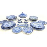 Twenty - six pieces of Spode Italian blue and white porcelain dinnerwares, to include plates,