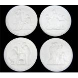 A set of four Royal Copenhagen Parianware plaques decorated with Classical scenes, bearing painted