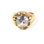 A vintage 9 ct yellow gold and crystal ring