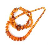 Two amber bead necklaces