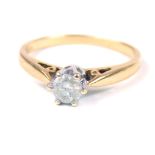 A 9 ct yellow gold 0.33 carat diamond solitaire ring