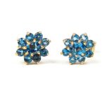 9 ct yellow gold and blue topaz stud earrings