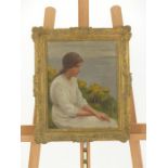 An attractive late 19th /early 20th century oil painting of young girl