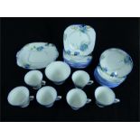 A blue floral Art Deco, 'Sutherland China' 30 piece tea set