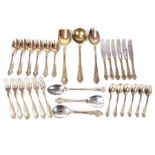 A large collection of 'German silver' (white metal) flatware