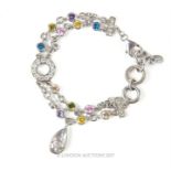 A Stirling silver, gem set bracelet