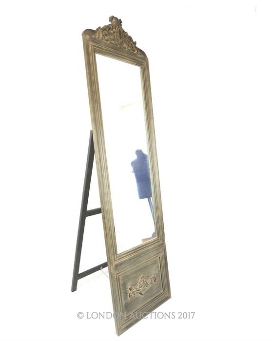 A French style painted and distressed cheval mirror