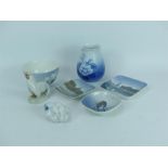 A collection of seven Copenhagen porcelain items