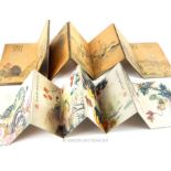 A Chinese silk covered concertina book of various animals and plants, together with another