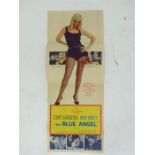 A vintage poster for "The Blue Angel"; folded; 91 cm x 36 cm.