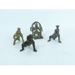 A group of Indian cast bronze figures, depicting the crawling baby Krishna stealing a butter ball,
