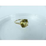 A vintage 9ct yellow gold honey citrine cocktail ring