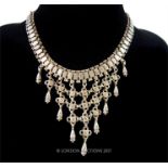 A striking, Indian silver drop necklace