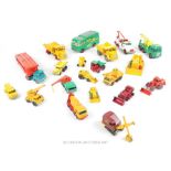 20 matchbox Lesney die-cast model construction vehicles; all without boxes; played with condition.