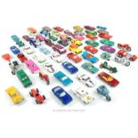 Over 50 matchbox Lesney diecast model cars, including a Lamborghini Marcel with original box; all