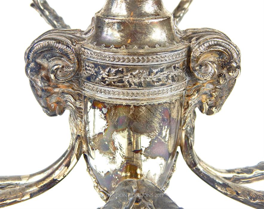 A pair of circa 1880s elaborate American Tiffany hallmarked sterling silver table candelabra - Image 4 of 6