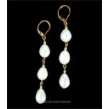 Natural South Sea Baroque Pearl three drop earrings