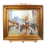 C Legrand, 20th century interpretation of an impressionist Parisian street scene; oil on canvas;