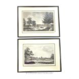 A pair of engravings of 18th century landscapes, Twickenham and Cobham