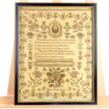 Early 19th Century Needlework Verse Sampler