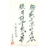 20th century Chinese calligraphy study on paper; with Chinese character stamp; unframed 33 x 20.