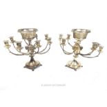 A pair of circa 1880s elaborate American Tiffany hallmarked sterling silver table candelabra