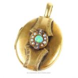 A fine, Victorian yellow gold, opal- set locket