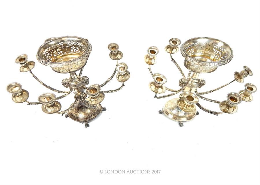 A pair of circa 1880s elaborate American Tiffany hallmarked sterling silver table candelabra - Image 6 of 6