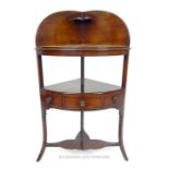 Regency mahogany bowfront corner washstand, single drawer and two false drawers, 105 cm high