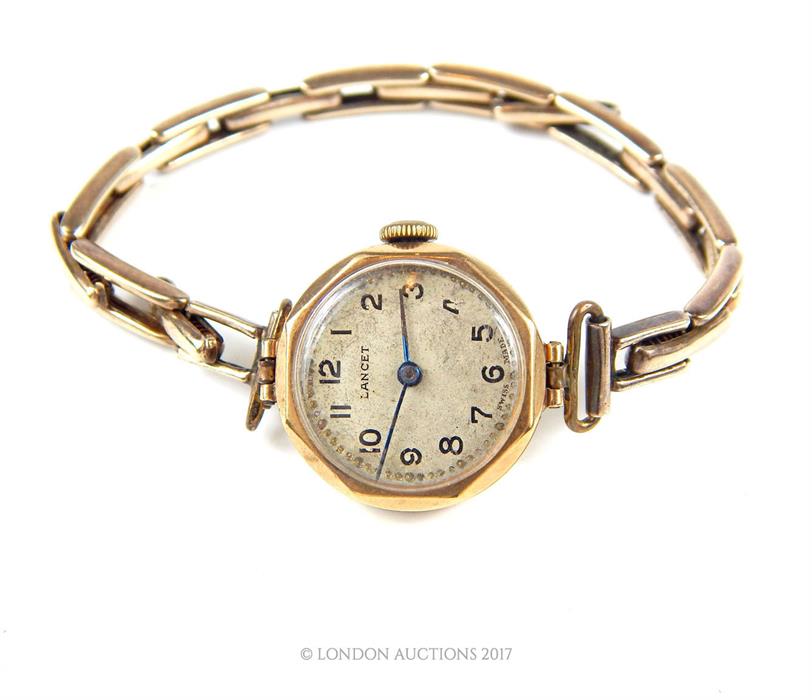 An Art Deco 9 ct yellow gold ladies wristwatch - Image 2 of 2