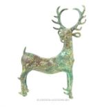 An Eastern bronze stag with minor signs of repair; 22.5 cm high